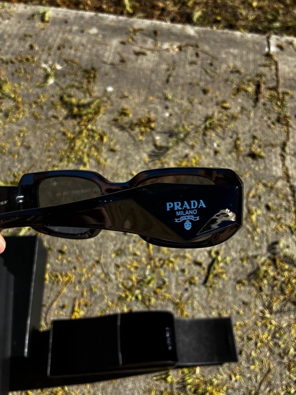 Prada Black Women's Rectangular Sunglasses